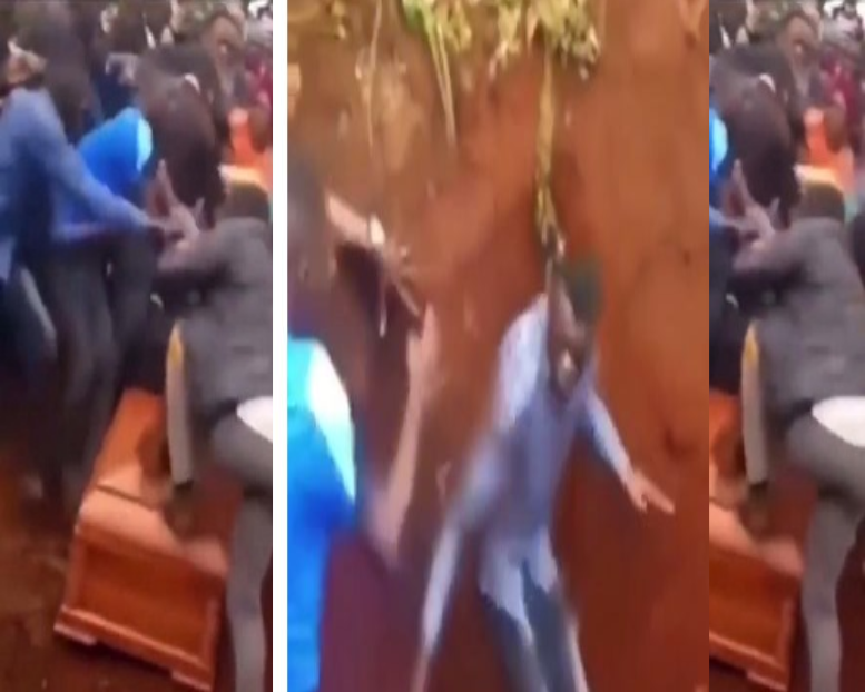 Hilarious: Family Members Fight In A Funeral To The Extent Of Falling Into The Grave, Video Emerge