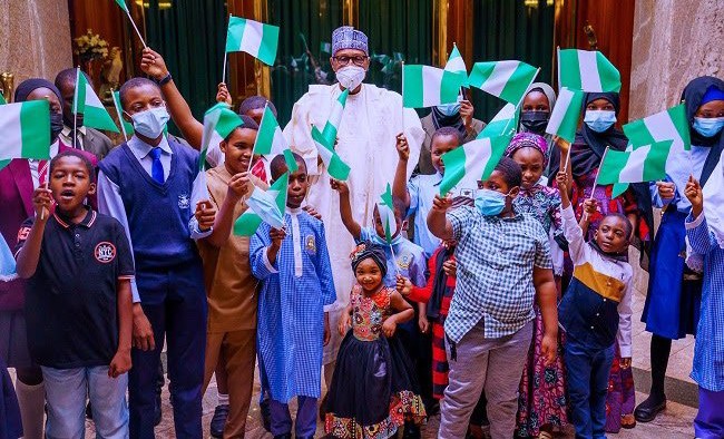 Buhari Celebrates With Children At Aso Rock, To Commemorate The Children’s Day, Photos Emerge