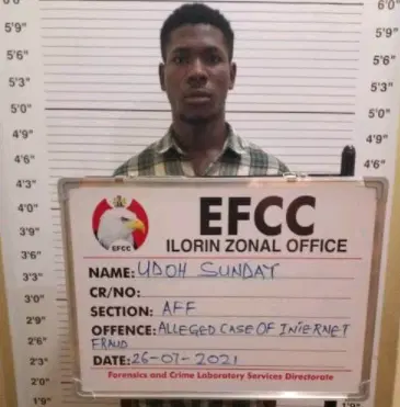 Udoh Sunday Okon: 20-Year-Old Undergraduate Jailed For $500 Facebook Scam In Kwara