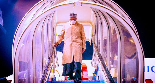 FLASH: President Muhammadu Buhari returns from UK Trip