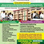 Achievers University Offers Free Tuition Programmes For 12 Courses For 2021/2022 Academic Session >>>TO APPLY, CALL Bayo 08033432195, Oluchi 08039366046