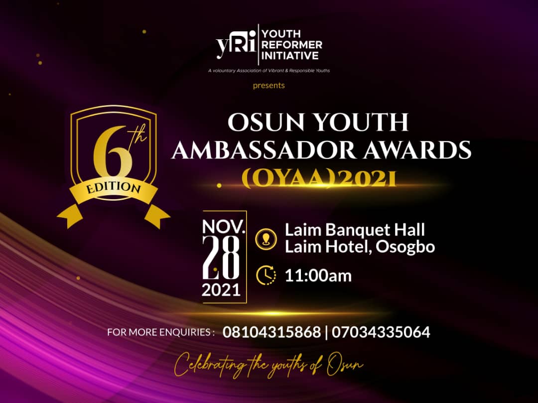6th Edition: Hardworking Sons And Daughters Of State To Bag Osun Youth Ambassador’s Awards