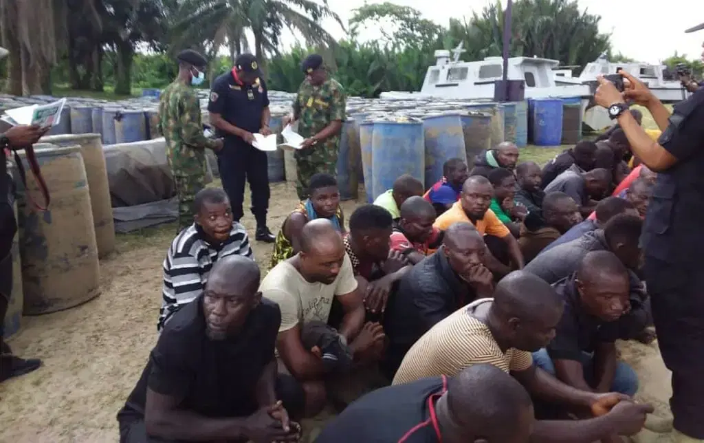 Navy Cracks 35 Suspected Oil Thieves In Akwa Ibom, Seize 408 Drums Of Illegal AGO