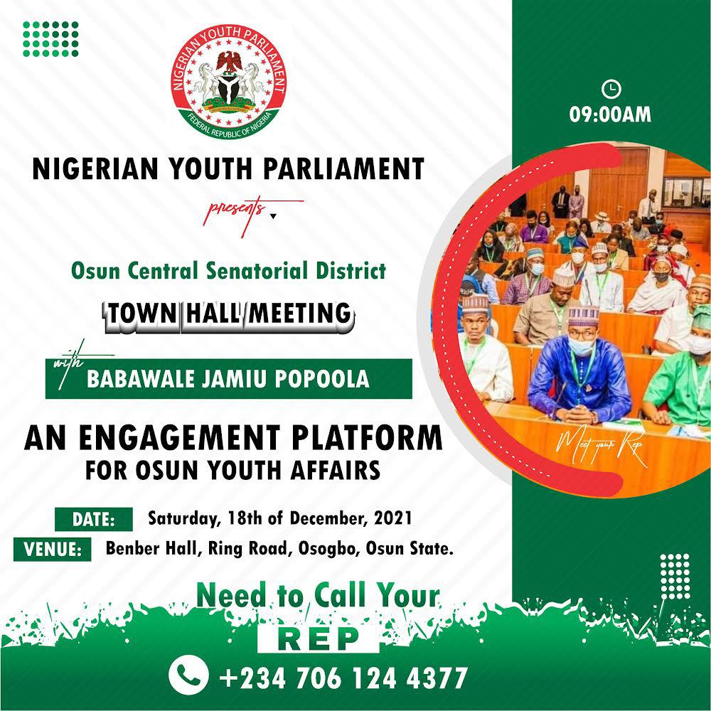 Nigerian Youth Parliament invites youths to town hall meeting in Osogbo