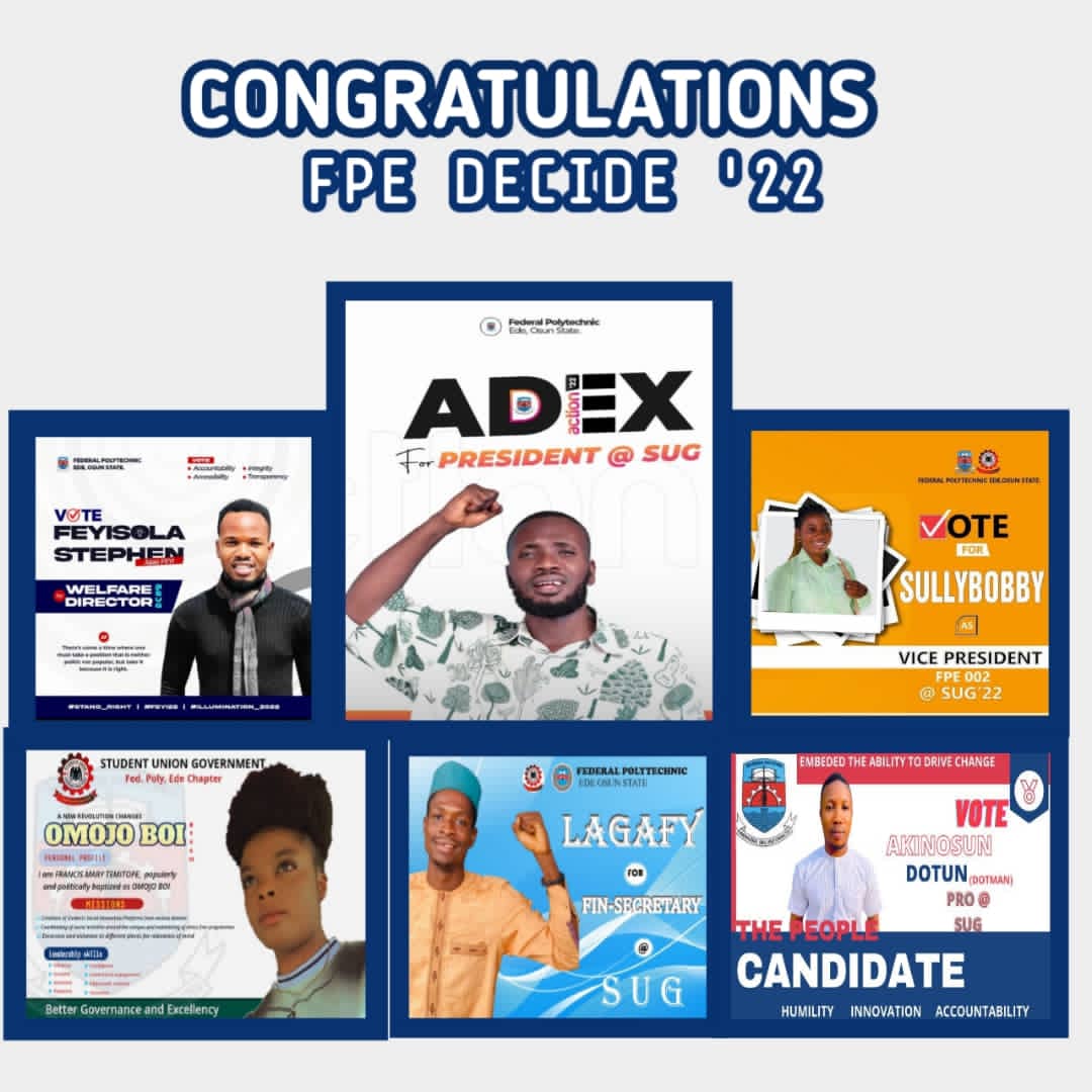 The Federal Polytechnic Ede Newly Elected Students’ Union Excos –  2021/2022