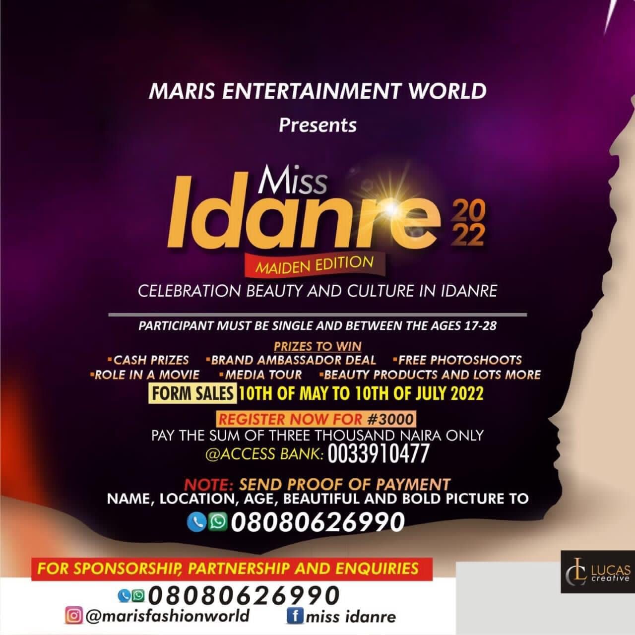 Maris Entertainment World In Conjunction With VAM Presents Pageantry In Idanre (How To Register)