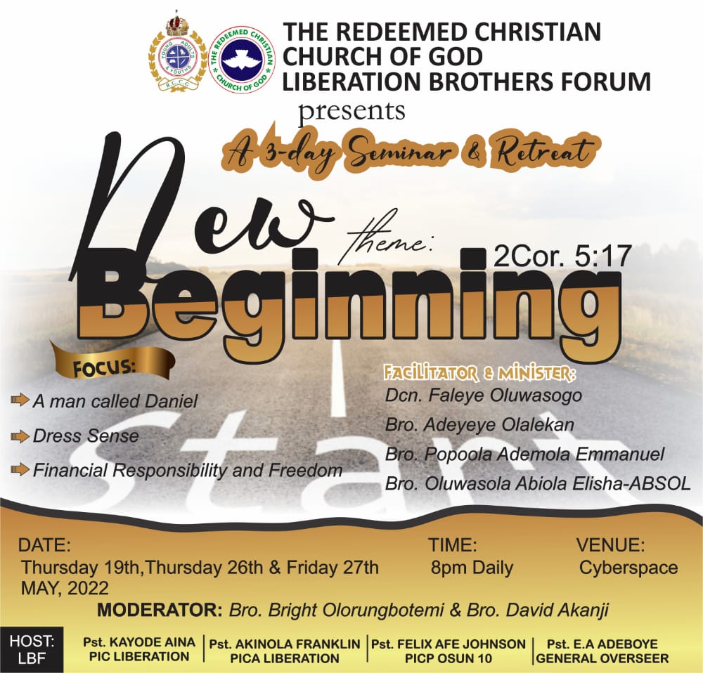RCCG Liberation Cathedral Osun 10 YAYA Brothers Forum presents 3-day seminar and retreat for youths