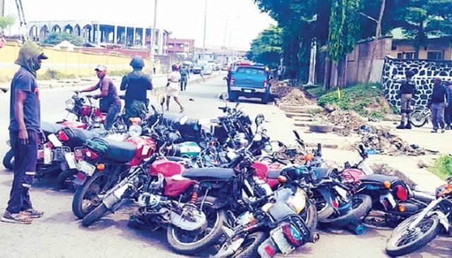 Okada riders, Lagos task force clash, 180 motorcycles seized