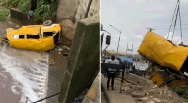 Just In: 12 Rescued As Bus Falls Into Lagos Canal