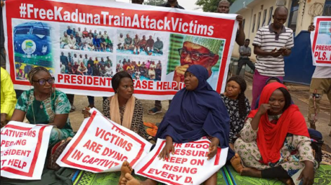 Just In: Abuja-Kaduna train attack victims’ families hold protest