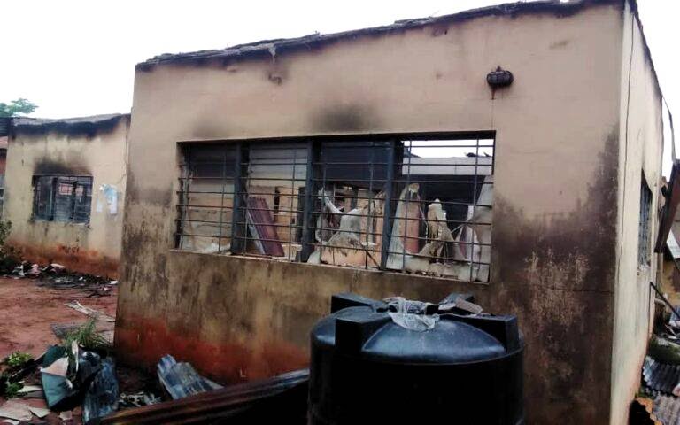 Photo: Election Materials Destroyed As Hoodlums Set Ablaze INEC Office