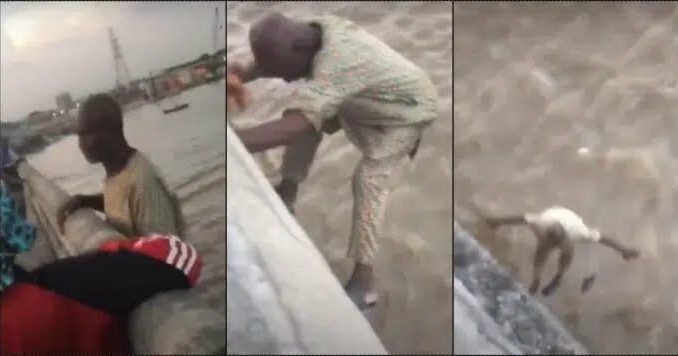 Drama as Onlookers Struggle To Save Aged Man As He Jumps Off Bridge Into Sea