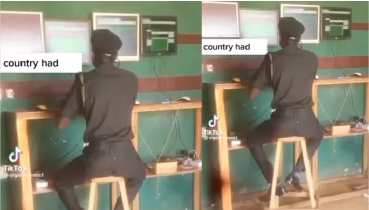 VIDEO: Nigerian police officer caught placing bet