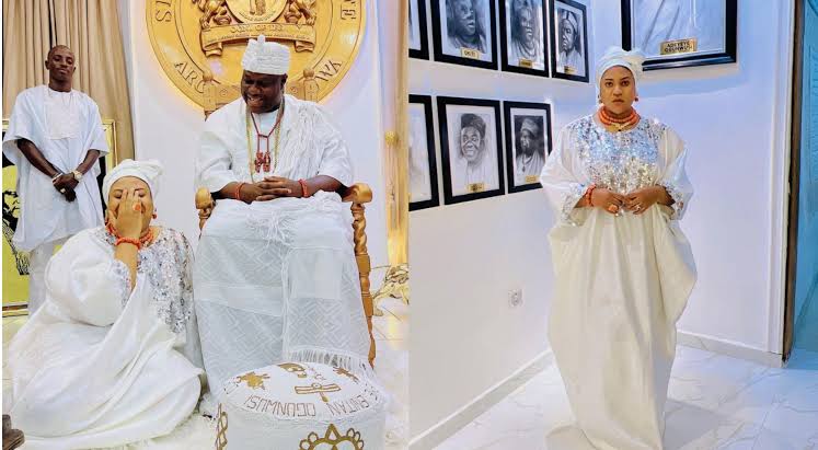 Reactions as Actress Nkechi Blessing meets Ooni of Ife