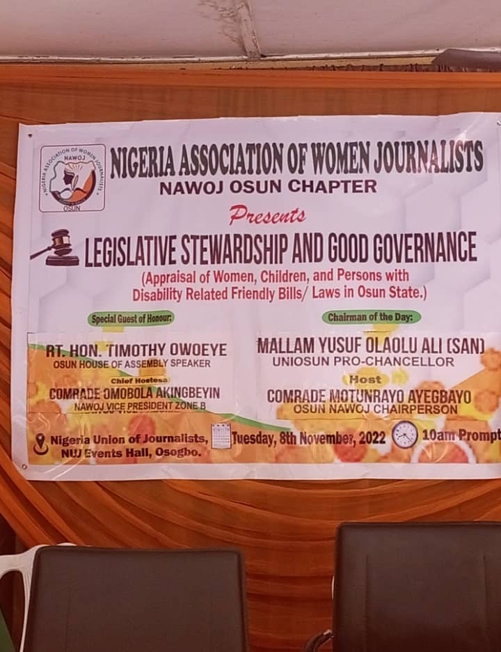 Osun NAWOJ, experts give reasons on Law setback for women, children, PWDs