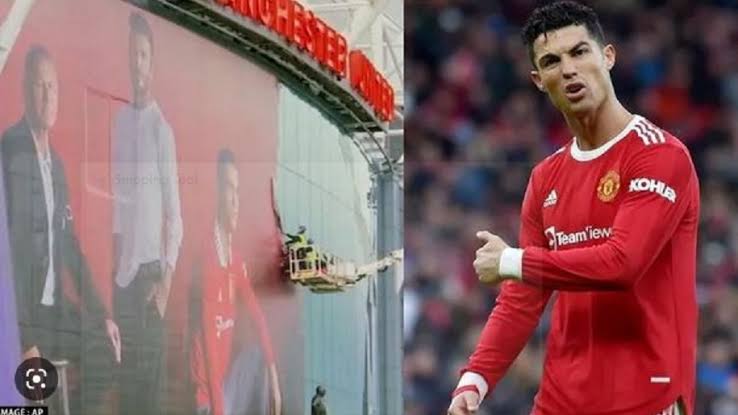 Poster with Cristiano Ronaldo on it yanked off from Old Trafford