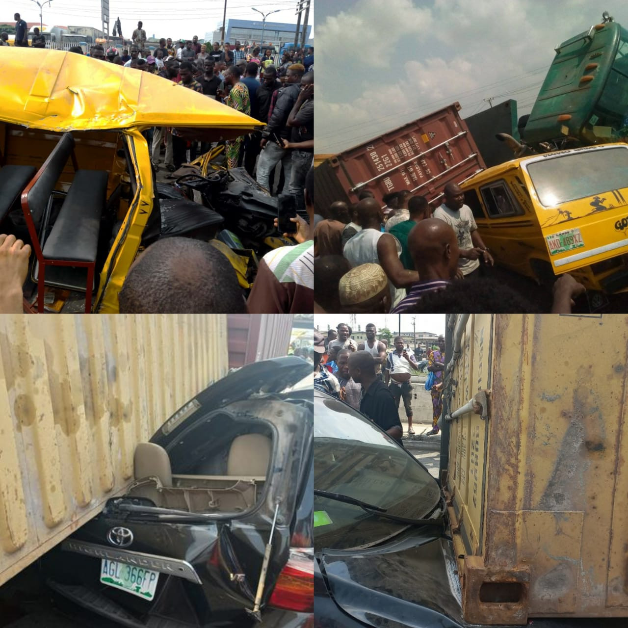 BREAKING: Several feared killed as container falls on vehicles in Lagos