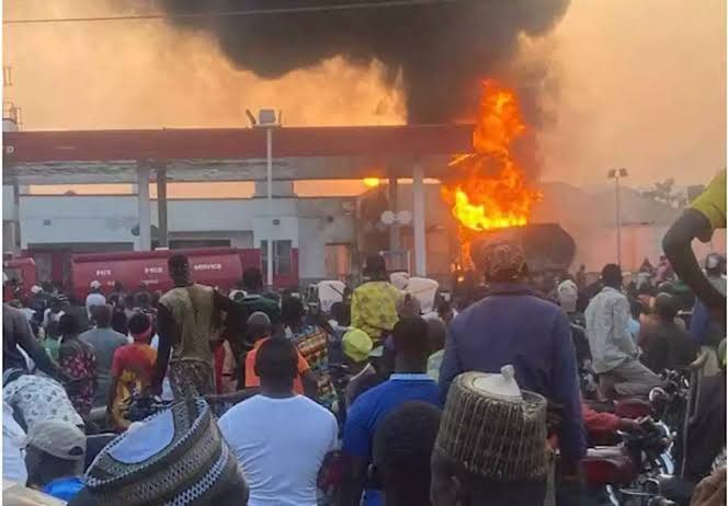 BREAKING: A.A Rano Fuel Station On Fire As Tanker Explodes