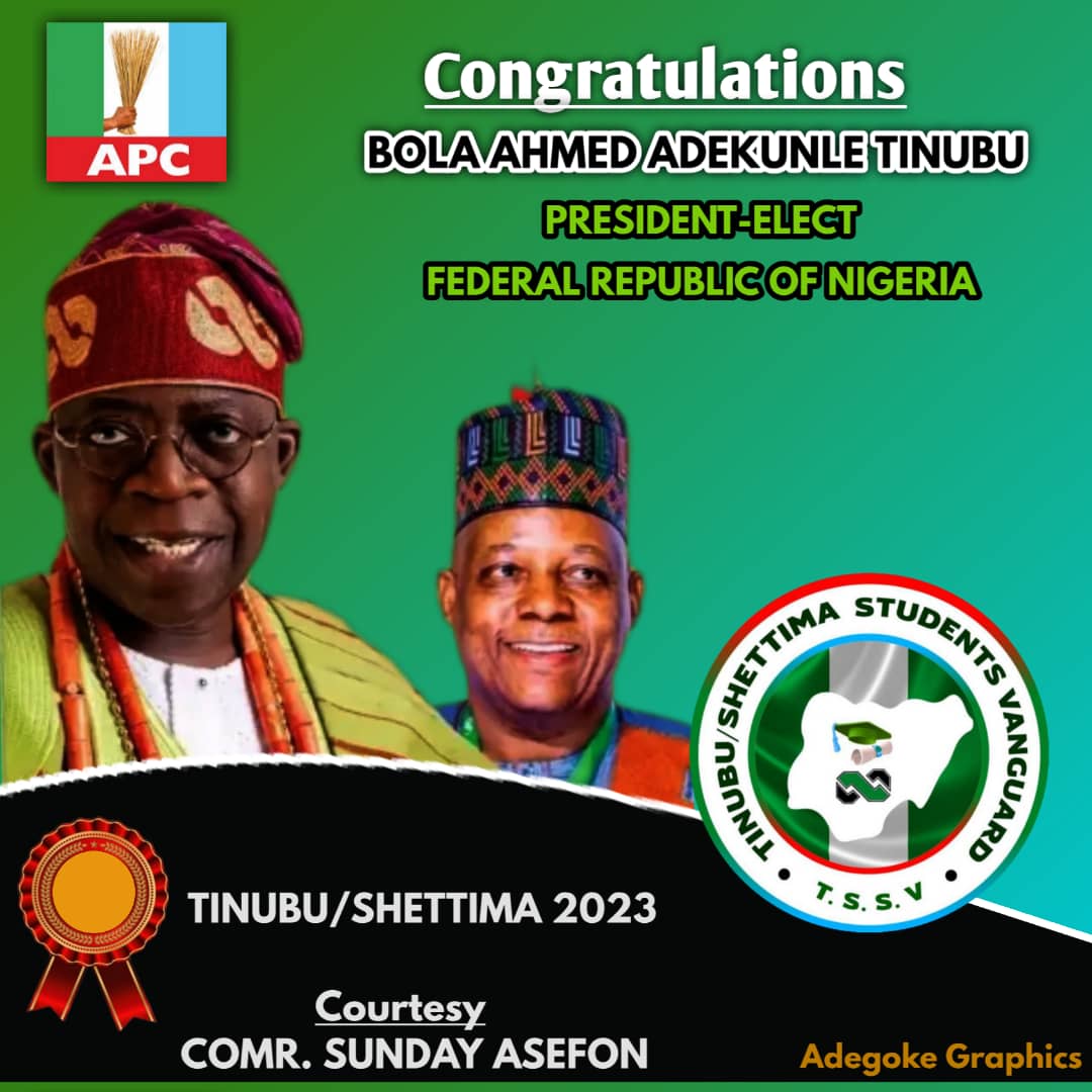“Victory is God’s mandate for emancipation of Nigeria Students” – Tinubu/Shettima Students Vanguard congratulates President-elect, TINUBU