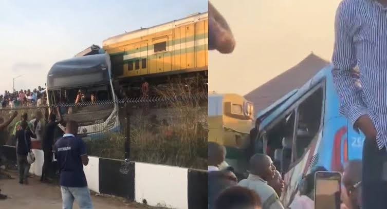 Casualties Recorded As Train Crushes BRT Bus With Workers Onboard