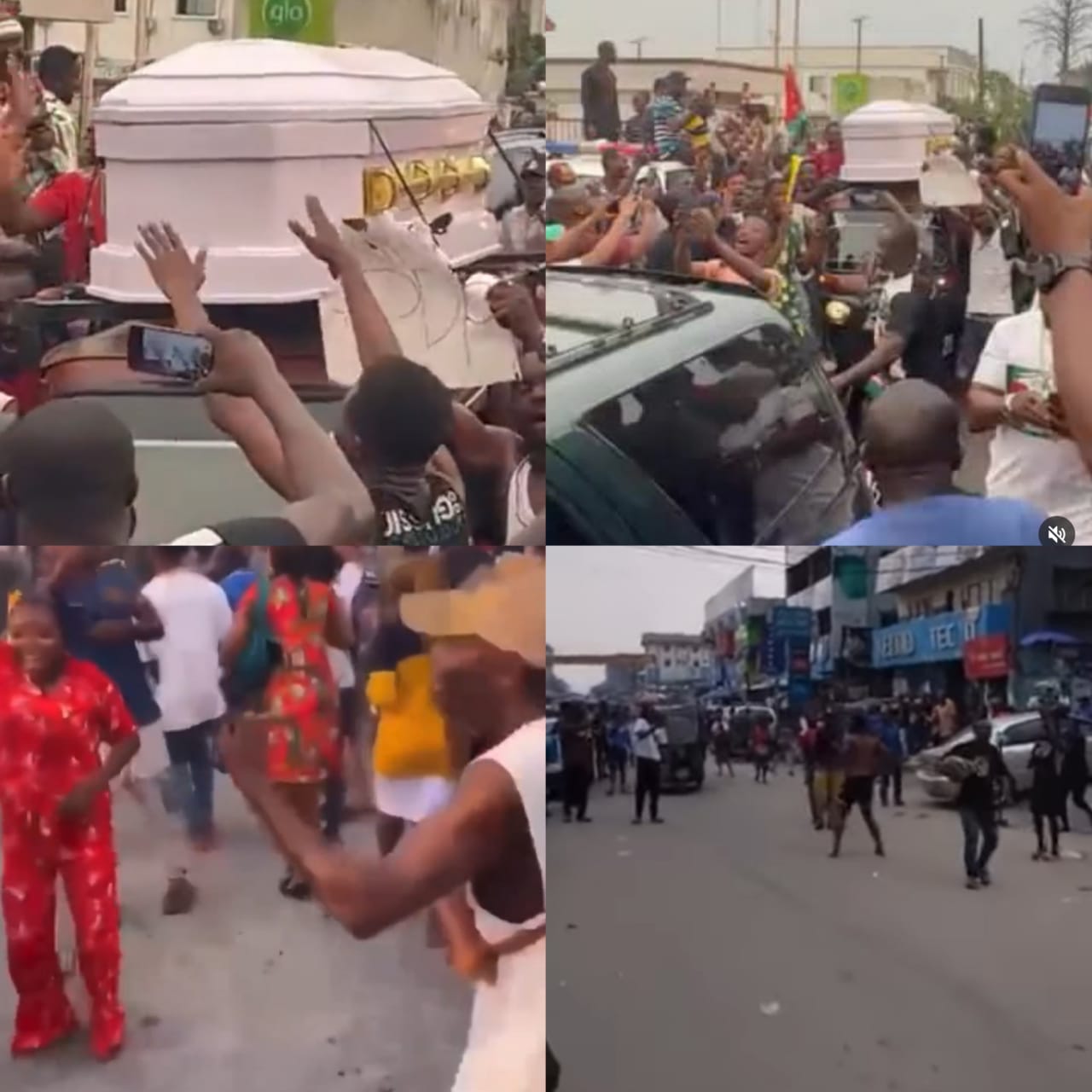 Residents carry coffin to ‘bury’ PDP in Abia as they celebrate emergence of Governor-elect , Alex Otti