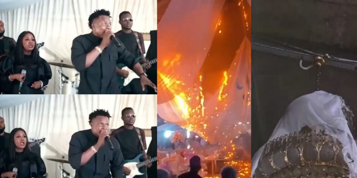 “The show must go on” – Band continues performance after fire broke out during wedding in Lagos