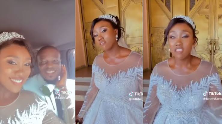 Avoid Men, They Will Stain Your White – Nigerian Bride Advises Ladies While On Her Way To The Altar