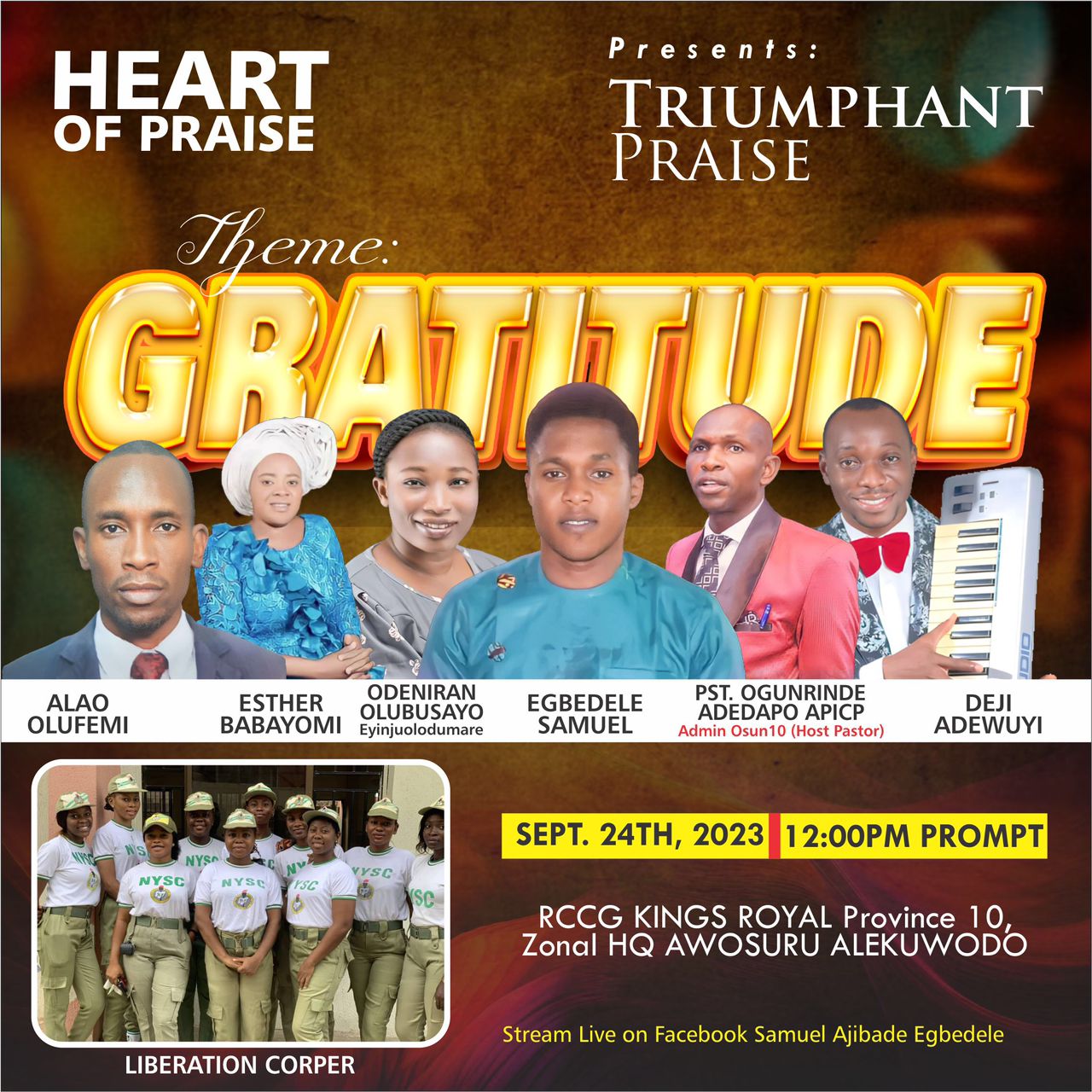 Heart of Praise Presents Triumphant Praise “GRATITUDE”, September 24th In Osogbo city
