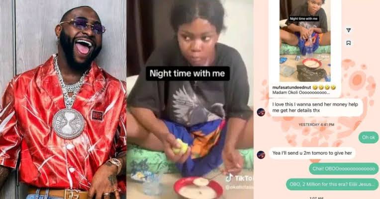 Viral Video: Davido Gift N2 Million to Lady Who Soaked Garri and Called It Fried Rice