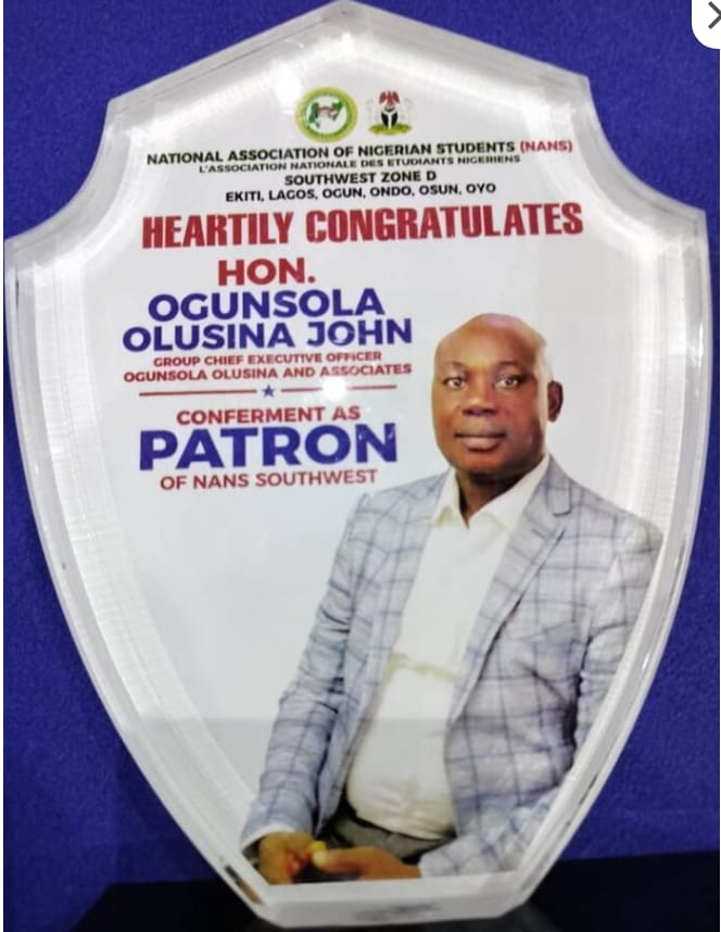 NANS Appoints Ogunsola Olusina As Southwest’s Patron