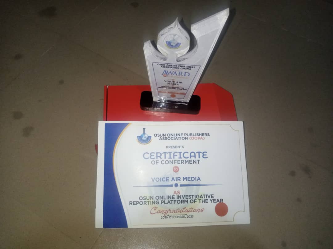 Voice Air Media (VAM) Wins The Osun Online Investigative Reporting Platform Of The Year