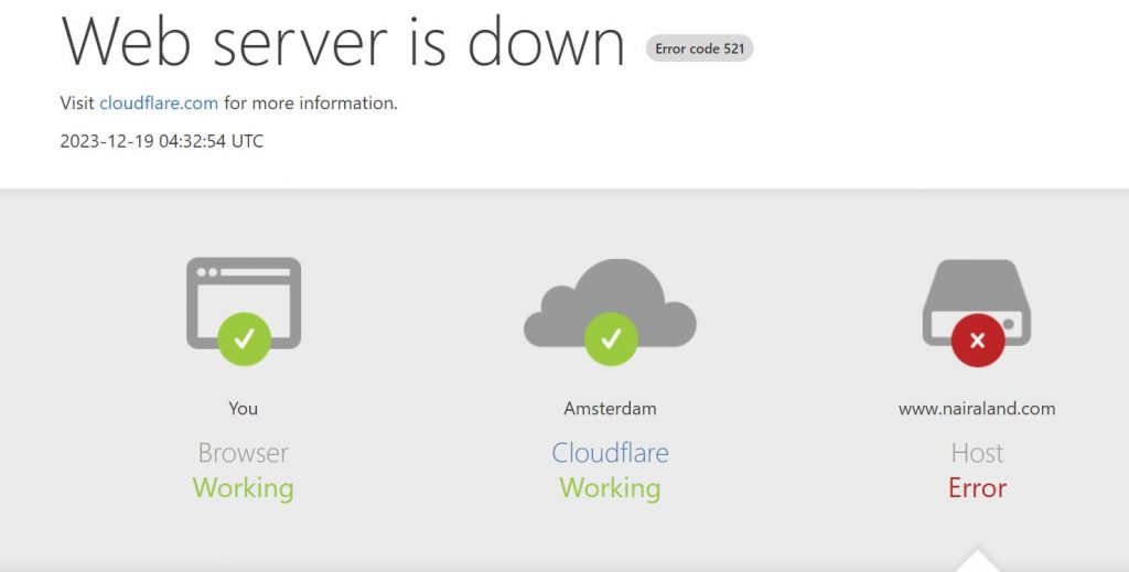 BREAKING: Popular website, Nairaland, is down