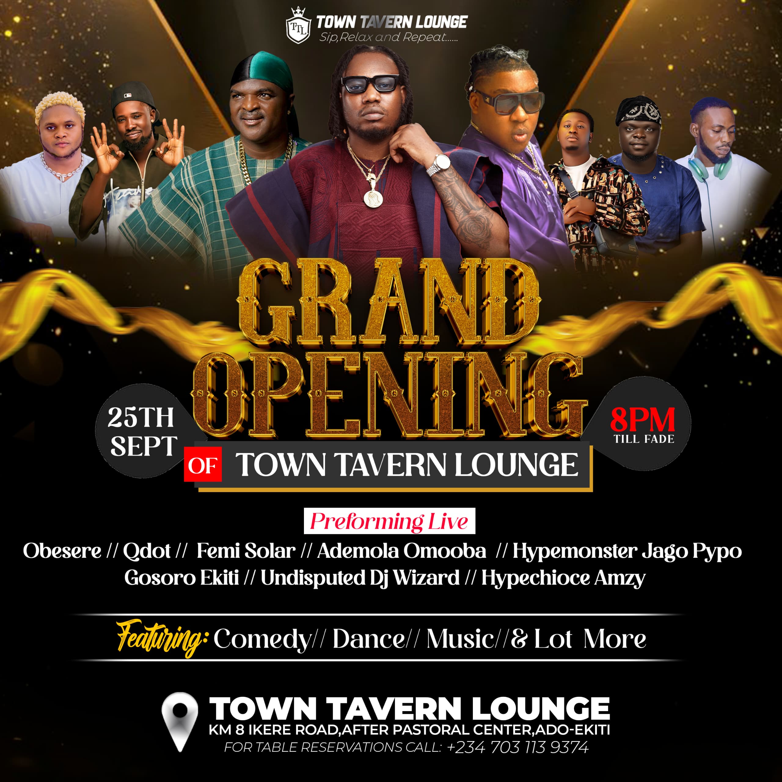 Obesere, Qdot, Femi Solar Storm Ado-Ekiti for Grand Opening of Town Tavern Lounge